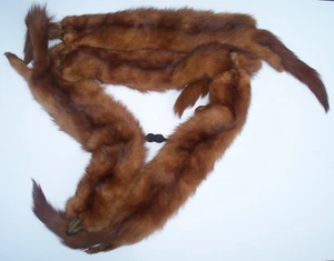 VINTAGE GENUINE MINK FUR 4 PELT 54" STOLE SCARF WRAP SHAWL - Picture 1 of 7