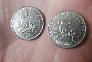 France 1977 & 1961 ~ 1 Franc Coin ~ KM# 925.1 - Picture 1 of 3