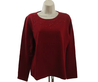 Suéter Jones New York Country para mujer talla grande rojo con cuentas seda mezcla de lana Foto 1 de 4