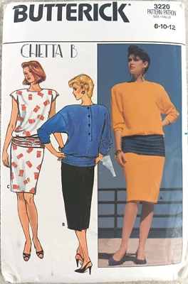 Chetta B Butterick 3220 Vintage 80s Top Skirt Sewing Pattern Size 8 10 12 - Image 1 of 3