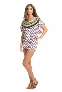 Traje de baño Trina Turk KON TIKI vestido de playa túnica blanca M - Imagen 1 de 6