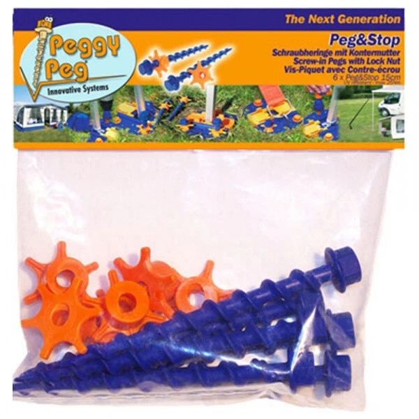 Peggy Peg Schraubheringe PP Peg & Stop Heringe Zelt Markise 6er Set Camping