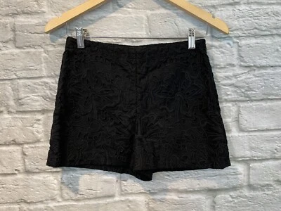 Pantalones Cortos Para Mujer THEORY Negro Micro Encaje Lino Algodón con Cremallera Lateral Talla 2 Foto 1 de 4