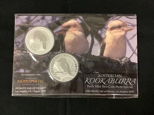 2008/2009 ANA World's Fair of Money Los Angeles Kookaburra 2 Coin Set Perth Mint - Picture 1 of 2