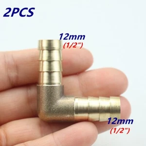 2Pcs NEW Brass Barbed Tube Pipe Fitting Hose Barb Elbow 90 Degree (1/2" x 1/2" ) - Picture 1 of 5