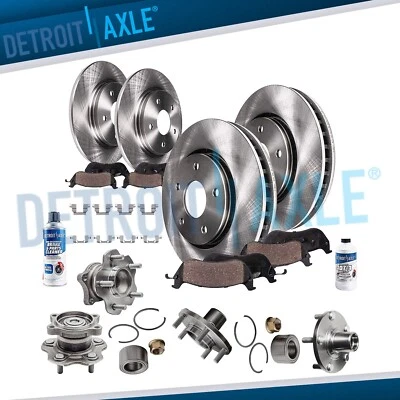 14pc Front & Rear Disc Rotor Pad Wheel Bearing Hub for 2004-2008 Nissan Maxima - Image 1 of 4