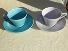 Turquoise & Grey HARLEQUIN HOMER LAUGHLIN Tea/coffee CUP & SAUCER -1 each- (F)