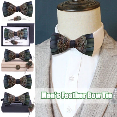 Мужской галстук-бабочка изысканный ручной работы галстук брошь заколка с коробкой галстук-бабочка свадебная одежда - Изображение 1 из 4