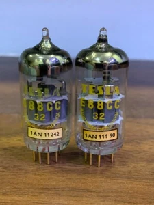 2 Tubes E88CC / 6922 Tesla Gold Pin NOS - Code print  1AN - Picture 1 of 3