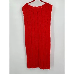 Vestido midi vintage de ganchillo hecho a mano para mujer talla M rojo boho hippie retro vacaciones - Imagen 1 de 5