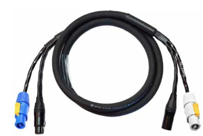 CBI 10ft Power + DATA PowerCon Gray to PowerCon Blue / 3-Pin DMX XLR-F to XLR-M  - Image 1 of 1