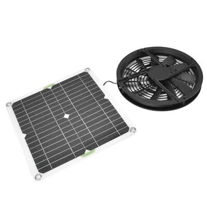 Solar Panel Fan Kit 10in 100W Solar Panel Round Ventilation Case Exhaust Fan YA - Picture 1 of 12