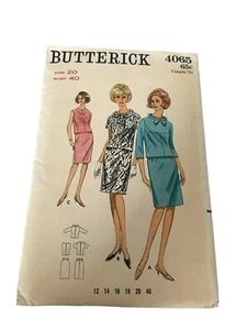 Vintage Butterick 4064 Two Piece Dress Pattern Sz 20 Bust 40 Slim Skirt Uncut - Picture 1 of 4