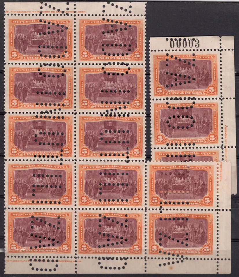 ARGENTINA, YV # 161, 15 PERFINS STAMPS, MNH - Image 1 of 1