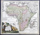 1730 Georg Mattraus Seutter Large Antique Map of Africa, beautiful hand colour
