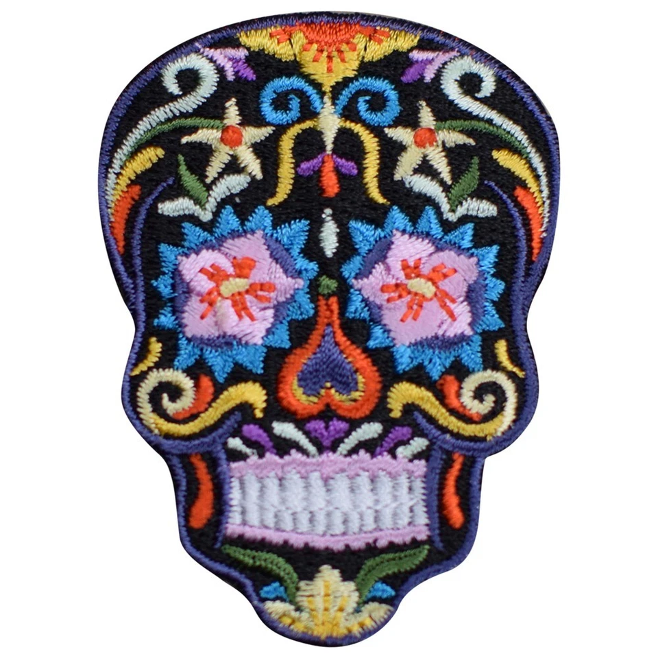 Sugar Skull Applique Patch Día De Los Muertos Halloween Embroidered Badge 2.75" - Image 1 of 1