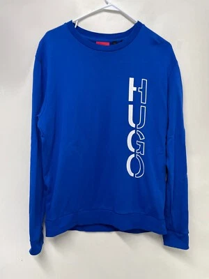Hugo Boss Para Hombres L Gráfico Logo Sudadera Mediana Azul Algodón Cuello Redondo Pullover Foto 1 de 4