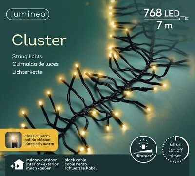 Lumineo Lichterkette Cluster 768 LED 7 m klassisch warm, schwarzes Kabel - Bild 1 von 4