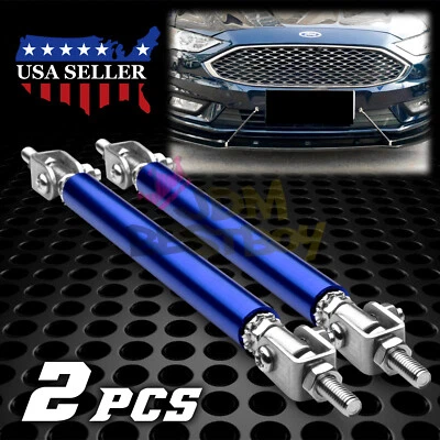 Blue 6"-8" Adjustable Front/Rear Frame Bumper Lip Splitter Strut Rod Support - Image 1 of 4