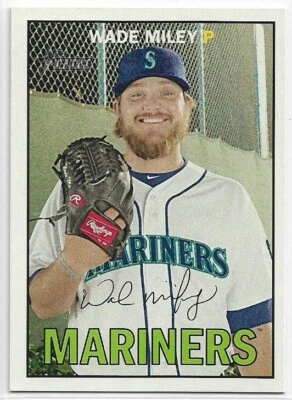 2016 Topps Heritage Wade Miley #116 Gum Stain Back Parallel Mariners - Image 1 of 2