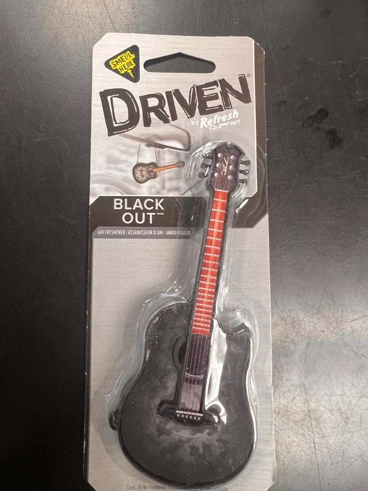 Driven By Refresh - Guitar Shaped Car Air Freshener - Black Out Scent
