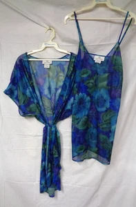 Vtg Women's UNDERCOVER WEAR Short Nightgown & Robe TROPICAL BREEZE Set 56850 S - Picture 1 of 12