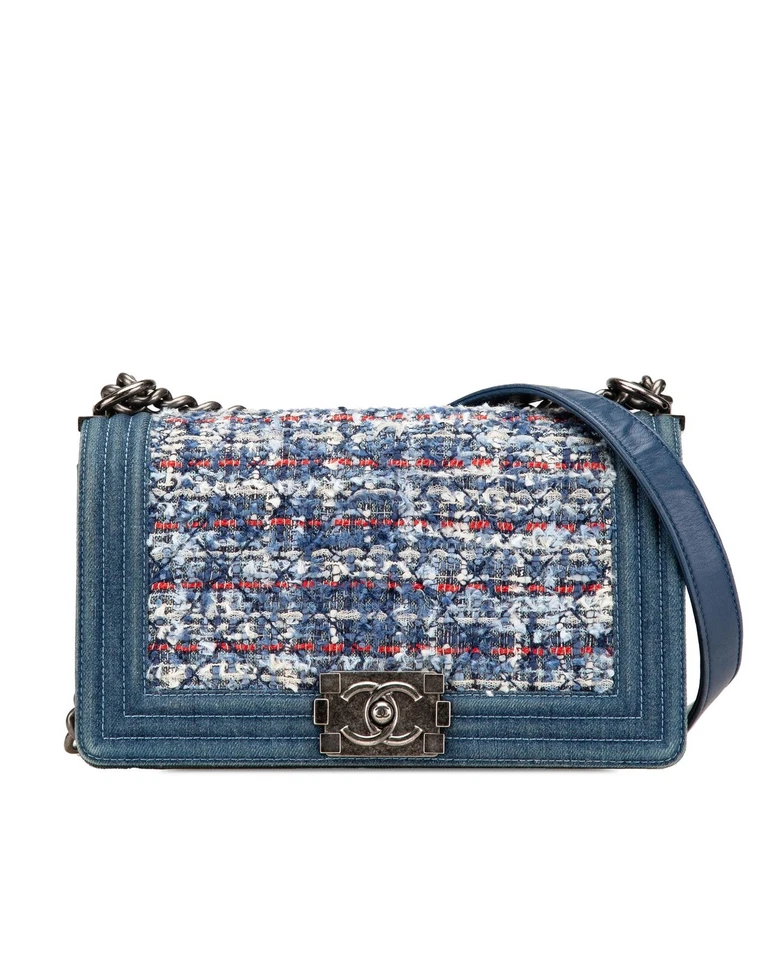 Preloved chanel Classic Flap Denim Tweed Bag Women Blue Crossbody Bags One Size - Imagem 1 de 4