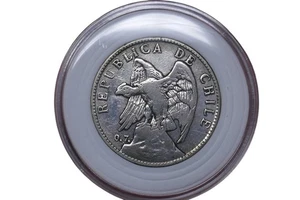 Chile 1902 Condor 50 Centavos Silver Coin - Picture 1 of 10