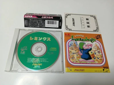 LEMMINGS PC Engine SCD SUPER CD-ROM Japan Import Free shipping FedEx DHL Tested - Image 1 of 4