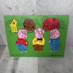 Judy Instructo Wooden Puzzle Three Pigs 12 Pieces Wood VTG 1979 #J065005 - Picture 1 of 2