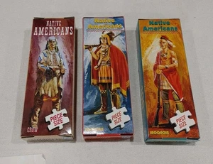 Vintage (3)FX Schmid Native American Puzzles Iroquois, Seminole, Crow in Box - Picture 1 of 5