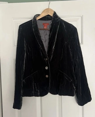 Blazer Sundance para mujer de terciopelo aplastado gris mezcla de seda talla P8 Petite Foto 1 de 4
