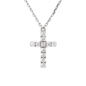 Cartier Cross Pendant Necklace 18K White Gold with Diamonds - Picture 1 of 3
