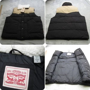 Levis Vest Mens Large Black Cream Lightweight Insulation Quilted Puffer NEW - Picture 1 of 15