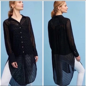 Akemi + Kin Burnout Textur Button Down Coverup Tunika Staubtuch S Anthropologie - Bild 1 von 6
