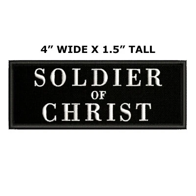 Soldier of Christ Patch 4" Embroidered Hook & Loop Applique Christian Bikers - Image 1 of 4