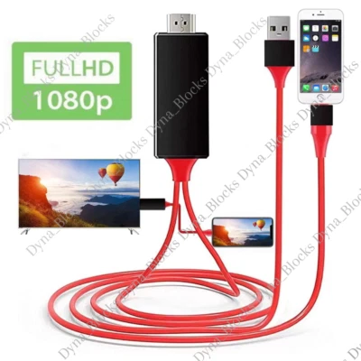 Adaptador HDMI Espejo AV Cable Teléfono a TV HDTV 1080P Para Apple iPhone 14/iPad Foto 1 de 4