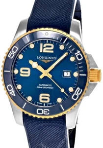 Longines Hydroconquest Auto 43mm SS Blue Yellow Gold Men's Watch L3.782.3.96.9 - Picture 1 of 5
