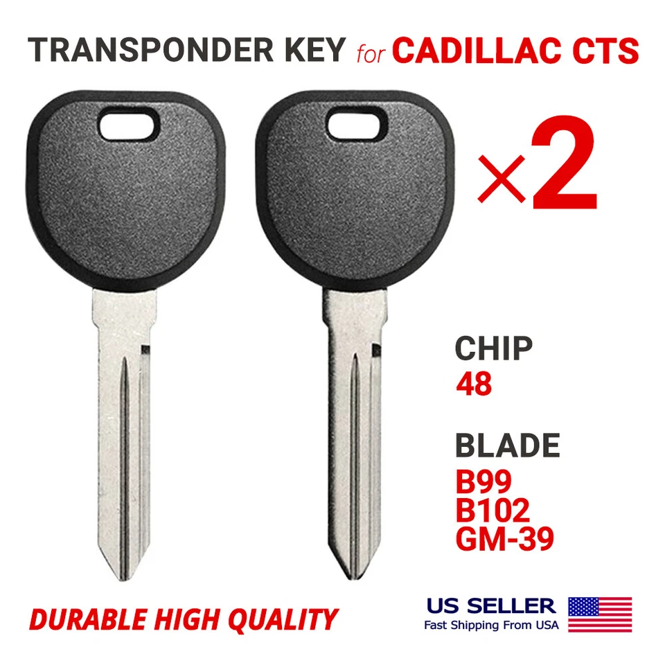 2X Llave Transpondedor Para Cadillac CTS B99 T6 Chip 48 B112-PT Alta Calidad Foto 1 de 1