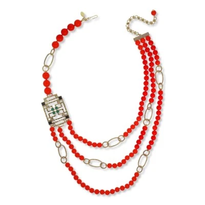 Collar Heidi Daus "A-Mazing" Cristal y Cuentas 25" - Color Coral - Nuevo con Etiquetas - $199.95 Foto 1 de 4