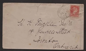 Winnipeg 1882, MB dúplex. 3c Samll Queen a Toronto.  Vía USA, antes de la RCP. - Imagen 1 de 2
