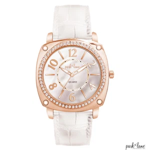 PARK LANE BELLA WATCH AUSTRIAN CRYSTALS ROSE GOLD  MOTHER OF PEARL ORIG. $140 - Picture 1 of 6