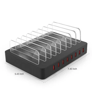 96W Soporte Desmontable 8 Puertos USB Cargador de Pared Dock para iPad Múltiples Dispositivos - Imagen 1 de 10