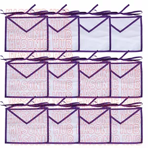 COUNCIL RSM MASONIC REGALIA SET OF 12 WHITE COTTON DUCK CLOTH APRONS - BRAND NEW - Picture 1 of 7