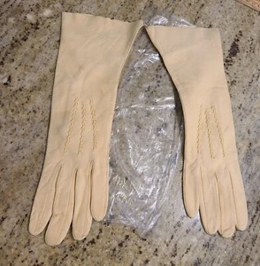 Nuovo! Guanti lunghi 11,5" vintage donna taglia S/M 7 scamosciati morbidi formali pelle di agnello - Foto 1 di 16