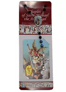 St. Michael Archangel Chaplet Laminated Holy English Prayer Card Rosary Gift Set - Picture 1 of 3