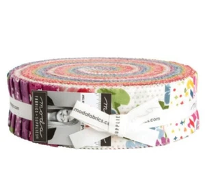 ZINNIA HONEY BUN Moda QUILT Fabric 1.5"x44" Strips Bright florals April 24130HB - Picture 1 of 21