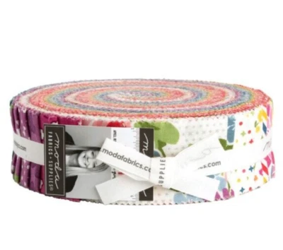 ZINNIA HONEY BUN Moda QUILT Fabric 1.5"x44" Strips Bright florals April 24130HB - Image 1 of 4