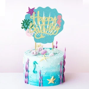 Mermaid Shell Cake Topper Party Supplies Ocean Kids Birthday Decoration - Picture 1 of 5