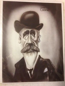 2002 Miguel “Miggy” Aguilar Caricature, Joseph Conrad, Black White Print 8”x10" - Picture 1 of 2